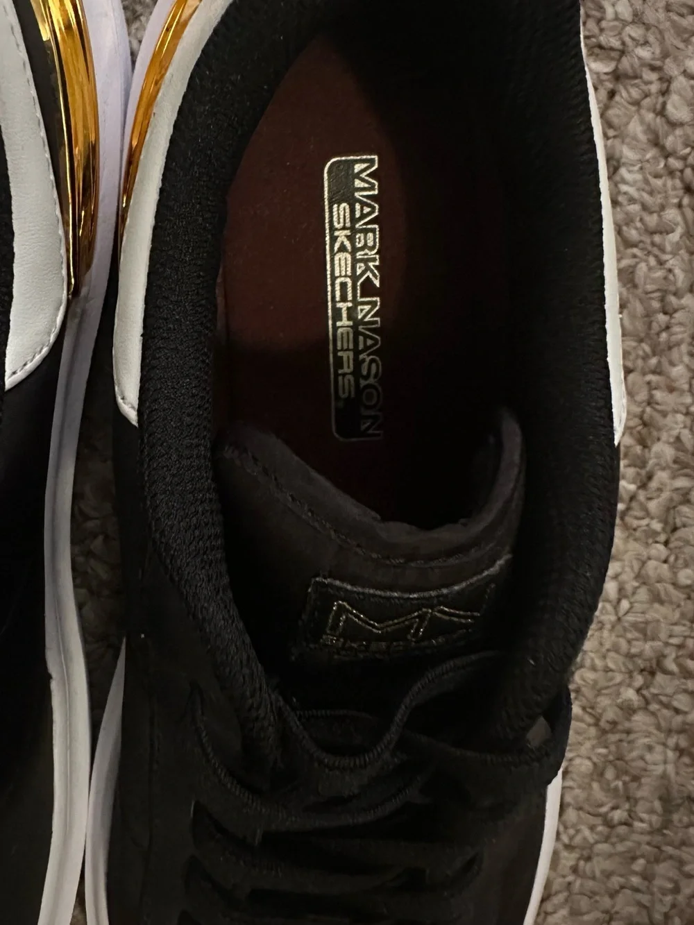 Mark Nason Black Sneakers with White Soles and Gold Accent